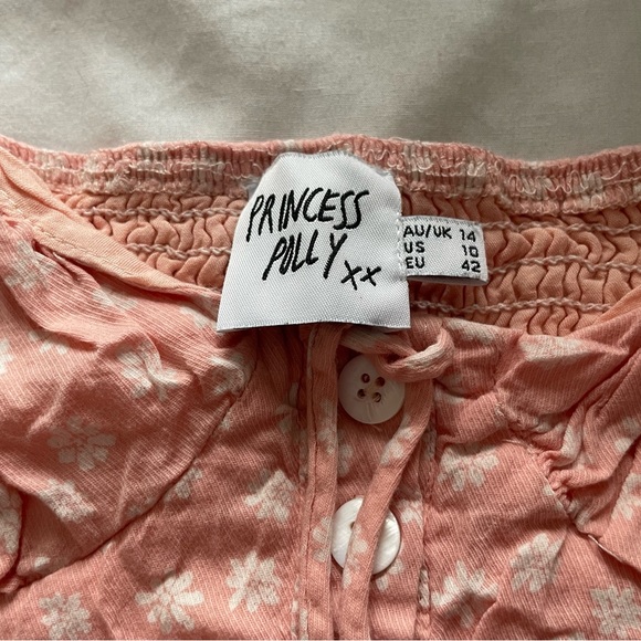 Princess Polly Pink Floral Off-Shoulder Dress, Size US 10 (AU/UK 14) - Picture 2 of 3